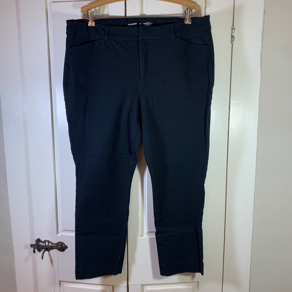 Old Navy Womens 18 High Rise Pixie Skinny Ankle Pants Black Jack Cotton‎ Stretch